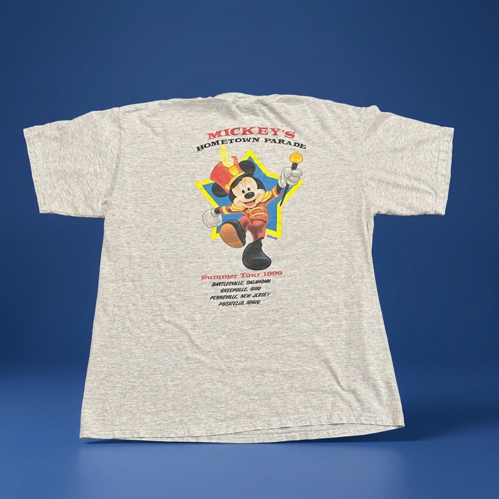 Vintage 1999 Disney Mickey Mouse Hometown Parade Tour T Shirt Mens XL Gray